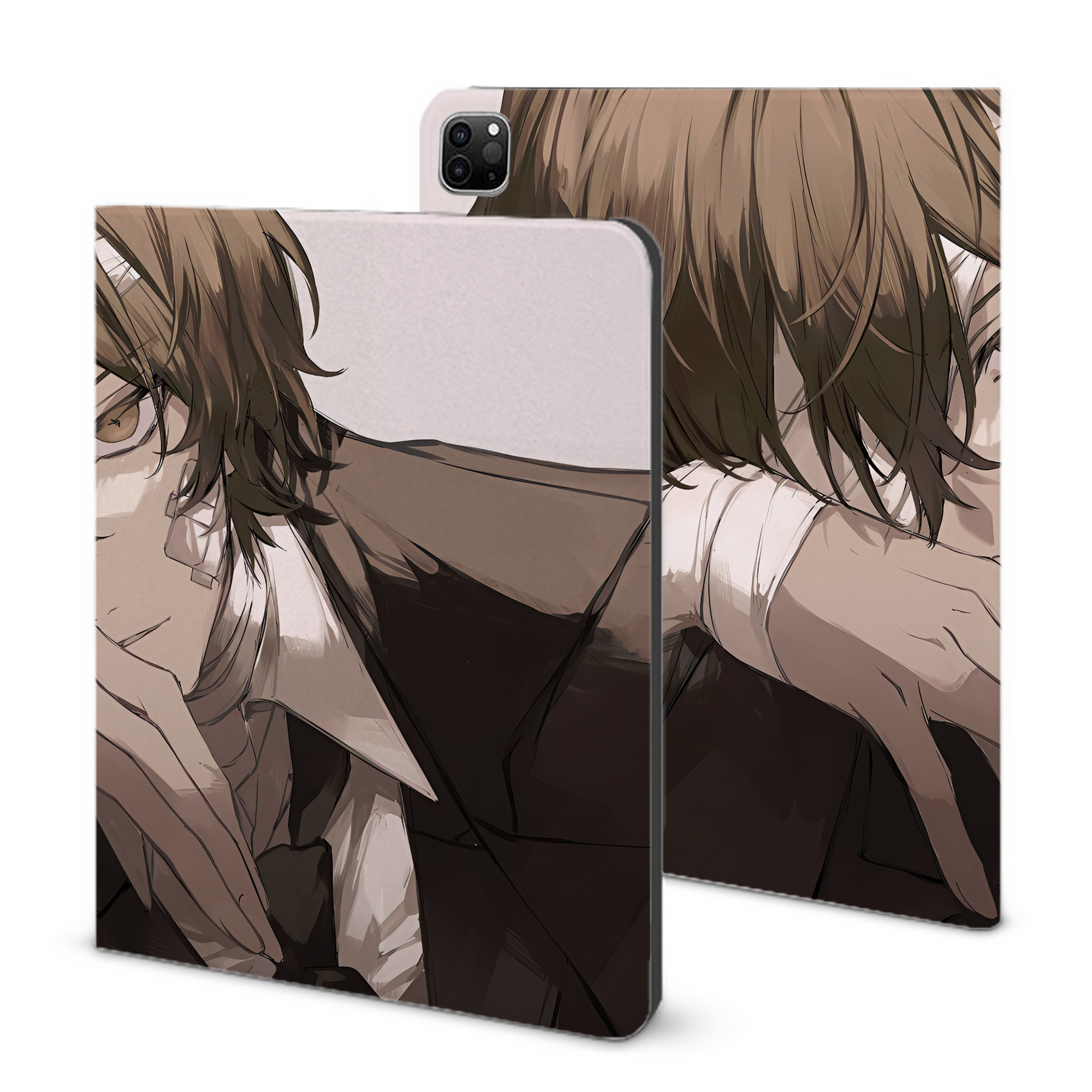 （画像用） 文豪ストレイドッグス Bungo Stray Dogs IPad ケース ブック型 PUレザー TPU 耐衝撃 軽量 薄型 ペン収納なし 全面保護 IPad 各モデル対応